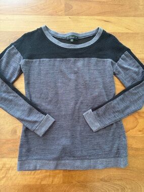 Sanctuary Gray Knit Top with Black Mesh Inset Accents Size XS